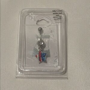Icing Stainless Steel American Flag Star Belly Ring Silver